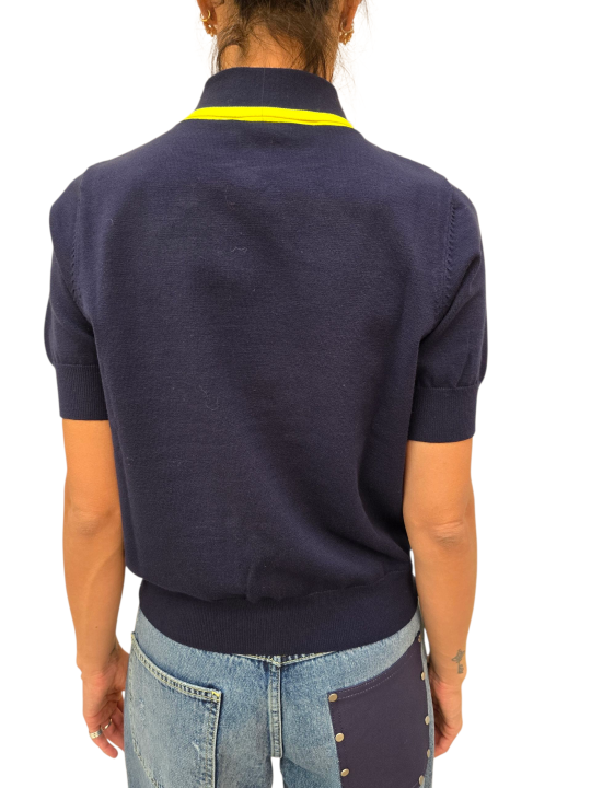 Polo navy cravate jaune fluo Jonda J4CN Essentiel Antwerp femme dos