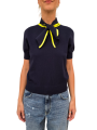 Polo navy cravate jaune fluo Jonda J4CN Essentiel Antwerp femme avant