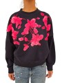 SWEAT NAVY FLEURS SEQUINS FUSHIA MANCHES LONGUES JAGA Essentiel Antwerp femme Strasbourg vêtement