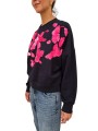 SWEAT NAVY FLEURS SEQUINS FUSHIA MANCHES LONGUES JAGA Essentiel Antwerp femme Strasbourg vêtement profil