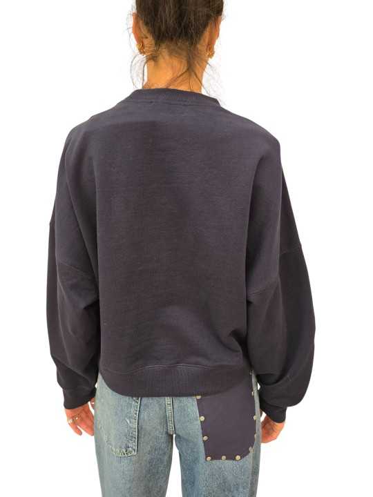 SWEAT NAVY FLEURS SEQUINS FUSHIA MANCHES LONGUES JAGA Essentiel Antwerp femme Strasbourg vêtement dos