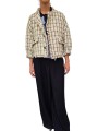 VESTE TWEED ECRU VERT JAUNE BOUTONS BIJOUX JAYDEN J4BS ESSENTIEL ANTWERP FEMME vêtement vue