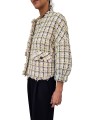 VESTE TWEED ECRU VERT JAUNE BOUTONS BIJOUX JAYDEN J4BS ESSENTIEL ANTWERP FEMME vêtement profil