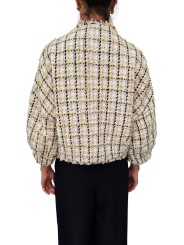 VESTE TWEED ECRU VERT JAUNE BOUTONS BIJOUX JAYDEN J4BS ESSENTIEL ANTWERP FEMME vêtement dos
