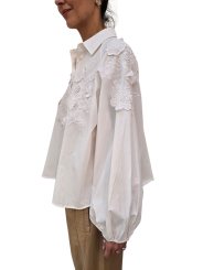 CHEMISE BLANCHE FLEURS BRODEES 3D JOELLA J2WH Essentiel Antwerp createur mode fashion strasbourg
