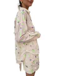 CHEMISE BLANCHE VOILE FLEURS BRODEES SEQUINS LILAS VERT JIMENA J10W Essentiel Antwerp femme createur mode fashion strasbourg