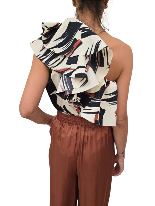 TOP ECRUE ASYMETRIQUE ARTY CHOCO NOIR JILLIAN J3BU Essentiel Antwerp femme createur mode fashion strasbourg dos