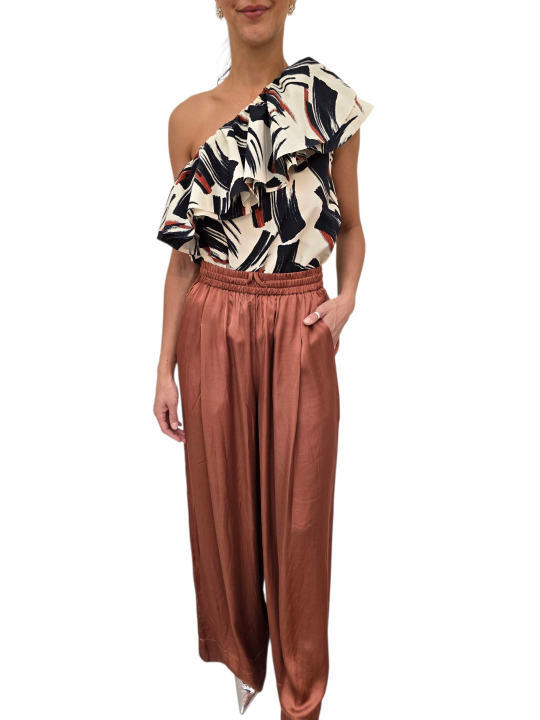 TOP ECRU ASYMETRIQUE ARTY CHOCO NOIR JILLIAN J3BU Essentiel Antwerp femme createur mode fashion strasbourg