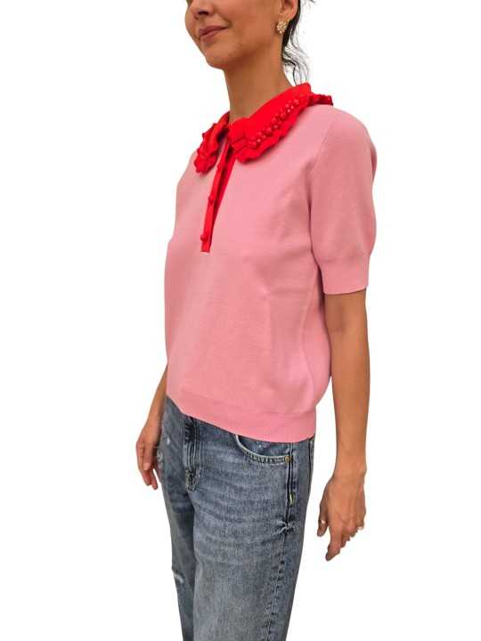 POLO ROSE COL ROUGE PAMPILLES ROUGES JEWELRY CO17 Essentiel Antwerp femme createur mode fashion strasbourg