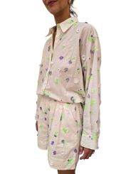 SHORT BLANC VOILE BRODE FLEURS SEQUINS LILAS VERT JELENA J10W Essentiel Antwerp femme createur mode fashion strasbourg