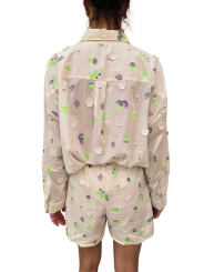 SHORT BLANC VOILE BRODE FLEURS SEQUINS LILAS VERT JELENA J10W Essentiel Antwerp femme createur mode fashion strasbourg