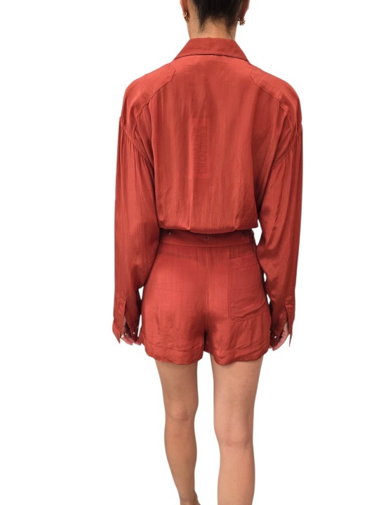 ROBE JUPE COMBISHORT TERRACOTA JEBBA VISCOSE OM24 Essentiel Antwerp femme createur mode fashion strasbourg