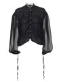 CHEMISIER NOIR GEORGETTE soie DW932S26 ISABEL BENENATO FEMME boutique Strasbourg solo