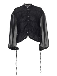 CHEMISIER NOIR GEORGETTE soie DW932S26 ISABEL BENENATO FEMME boutique Strasbourg solo2