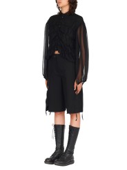 CHEMISIER NOIR GEORGETTE soie DW932S26 ISABEL BENENATO FEMME boutique Strasbourg profil 3