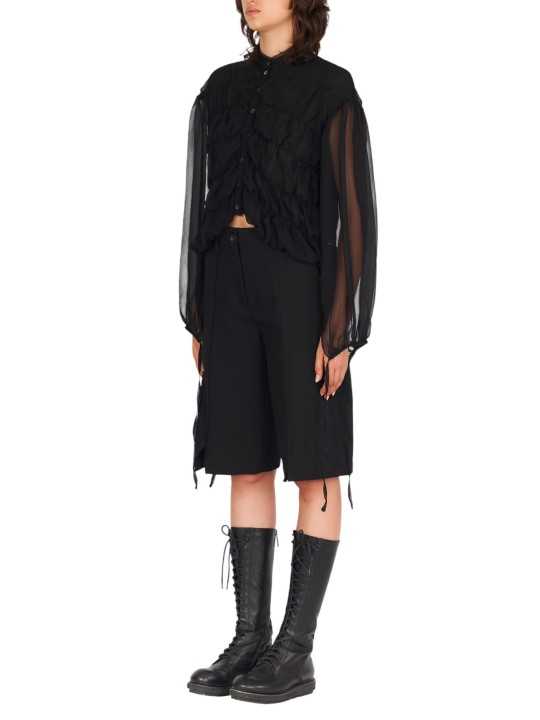 CHEMISIER NOIR GEORGETTE soie DW932S26 ISABEL BENENATO FEMME boutique Strasbourg profil 3