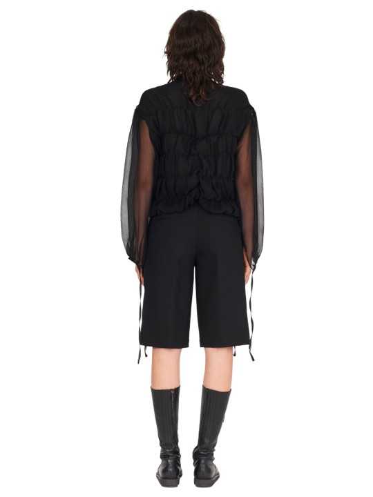 CHEMISIER NOIR GEORGETTE soie DW932S26 ISABEL BENENATO FEMME boutique Strasbourg