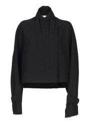 BLOUSON LAINE NOIR CROISE SANGLE DW61S26 ISABEL BENENATO FEMME vêtement solo