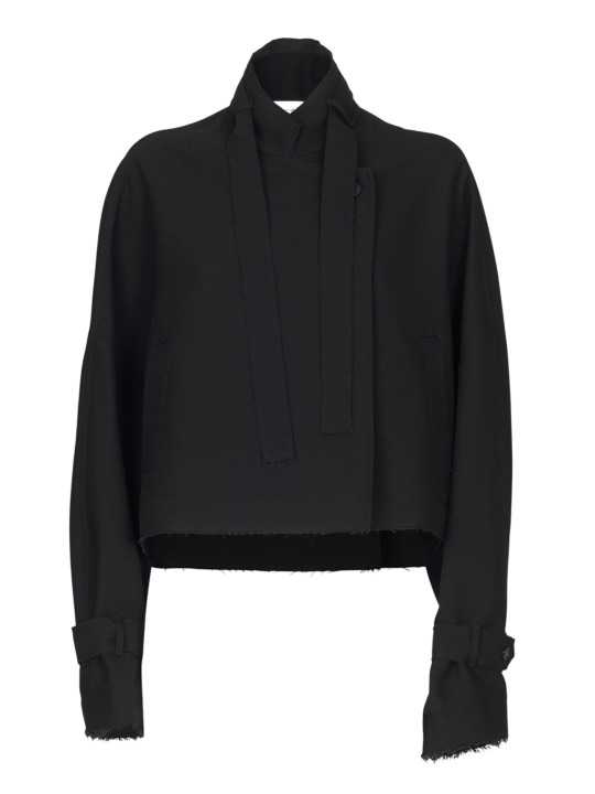 BLOUSON LAINE NOIR CROISE SANGLE DW61S26 ISABEL BENENATO FEMME vêtement solo