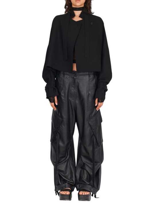 BLOUSON LAINE NOIR CROISE SANGLE DW61S26 ISABEL BENENATO FEMME vêtement solo