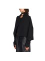 BLOUSON LAINE NOIR CROISE SANGLE DW61S26 ISABEL BENENATO FEMME vêtement profil1