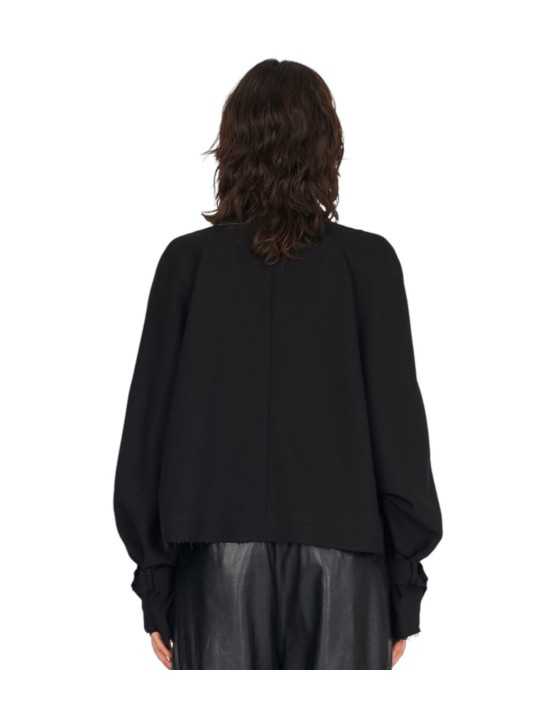 BLOUSON LAINE NOIR CROISE SANGLE DW61S26 ISABEL BENENATO FEMME vêtement dos