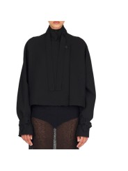 BLOUSON LAINE NOIR CROISE SANGLE DW61S26 ISABEL BENENATO FEMME vêtement fermé