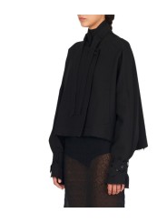 BLOUSON LAINE NOIR CROISE SANGLE DW61S26 ISABEL BENENATO FEMME vêtement