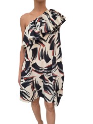 ROBE ECRUE ASYMETRIQUE ARTY CHOCO NOIR JUICER J3BU ESSENTIEL ANTWERP FEMME FASHION MODE DESIGNER CREATEUR STRASBOURG