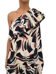 ROBE ECRUE ASYMETRIQUE ARTY CHOCO NOIR JUICER J3BU ESSENTIEL ANTWERP FEMME FASHION MODE DESIGNER CREATEUR STRASBOURG zoom