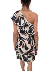ROBE ECRUE ASYMETRIQUE ARTY CHOCO NOIR JUICER J3BU ESSENTIEL ANTWERP FEMME FASHION MODE DESIGNER CREATEUR STRASBOURG dos