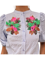 BLOUSE GAUFFREE BOUQUET SEQUINS MULTI JAIDEN J2NB ESSENTIEL ANTWERP FEMME vêtement Strasbourg boutique mode zoom