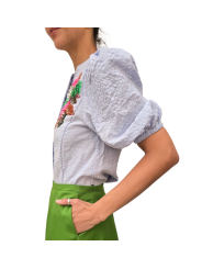 BLOUSE GAUFFREE BOUQUET SEQUINS MULTI JAIDEN J2NB ESSENTIEL ANTWERP FEMME vêtement Strasbourg boutique mode manche