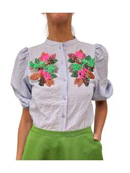 BLOUSE GAUFFREE BOUQUET SEQUINS MULTI JAIDEN J2NB ESSENTIEL ANTWERP FEMME vêtement Strasbourg boutique mode