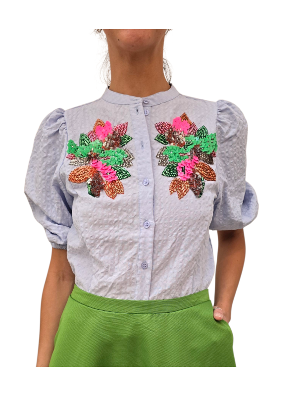 BLOUSE GAUFFREE BOUQUET SEQUINS MULTI JAIDEN J2NB ESSENTIEL ANTWERP FEMME vêtement Strasbourg boutique mode