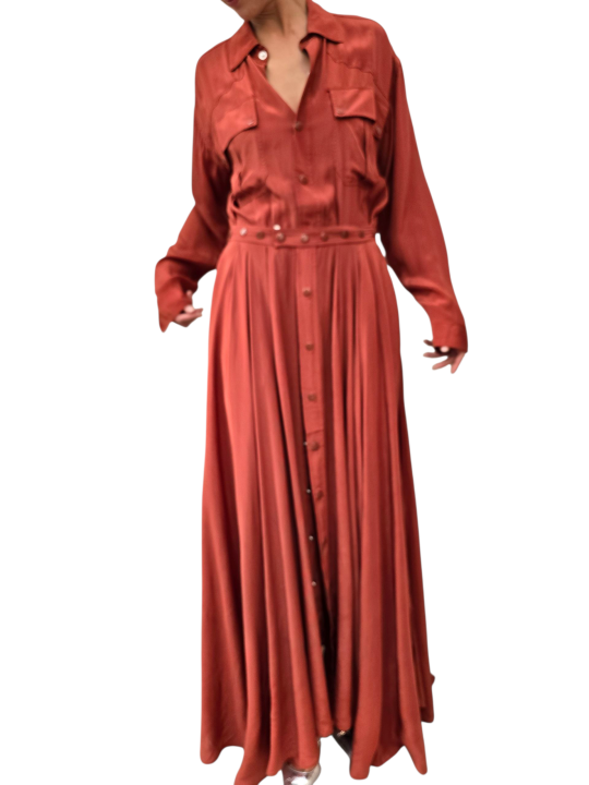 ROBE JUPE COMBISHORT TERRACOTA JEBBA VISCOSE OM24 Essentiel Antwerp femme createur mode fashion strasbourg moov