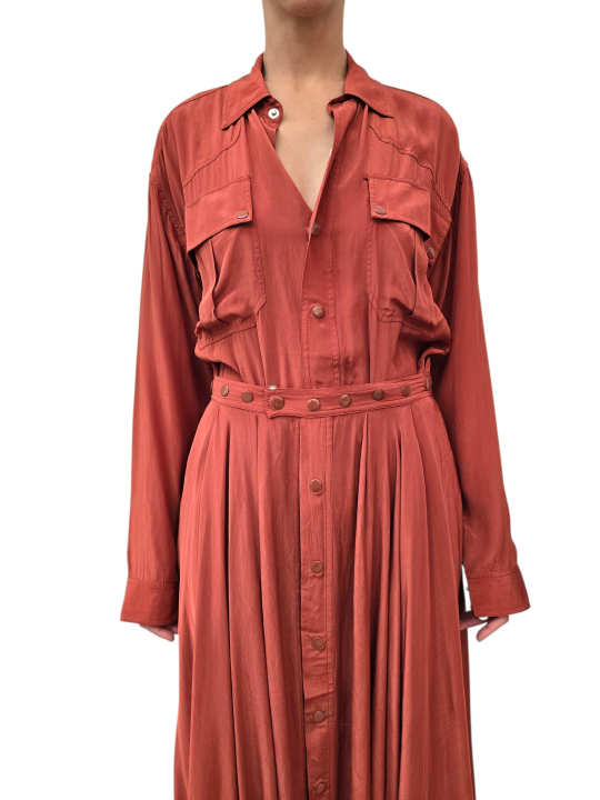 ROBE JUPE COMBISHORT TERRACOTA JEBBA VISCOSE OM24 Essentiel Antwerp femme createur mode fashion strasbourg zoom