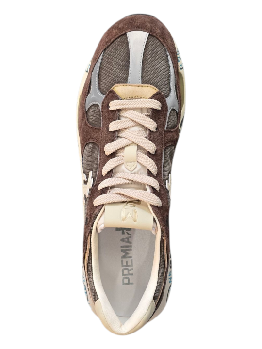 BASKETS MASE TOILE SUEDE CHOCO CUIR LAVANDE 8026 PREMIATA HOMME Strasbourg boutique lacets