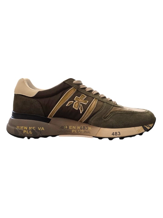 BASKETS LANDER NYLON SUEDE VERT LOGO VERT SPOILER BLANC 8009 PREMIATA HOMME Strasbourg boutique int