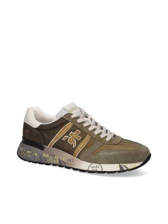 BASKETS LANDER NYLON SUEDE VERT LOGO VERT SPOILER BLANC 8009 PREMIATA HOMME Strasbourg boutique