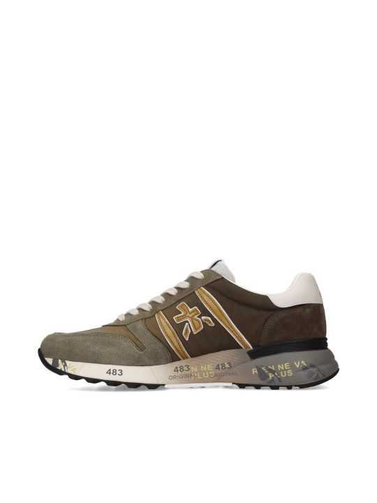 BASKETS LANDER NYLON SUEDE VERT LOGO VERT SPOILER BLANC 8009 PREMIATA HOMME Strasbourg boutique côté