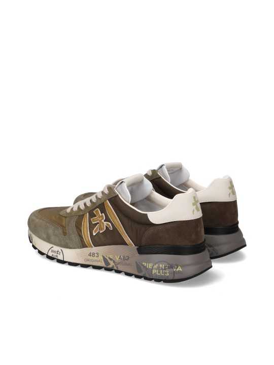 BASKETS LANDER NYLON SUEDE VERT LOGO VERT SPOILER BLANC 8009 PREMIATA HOMME Strasbourg boutique prof spoil
