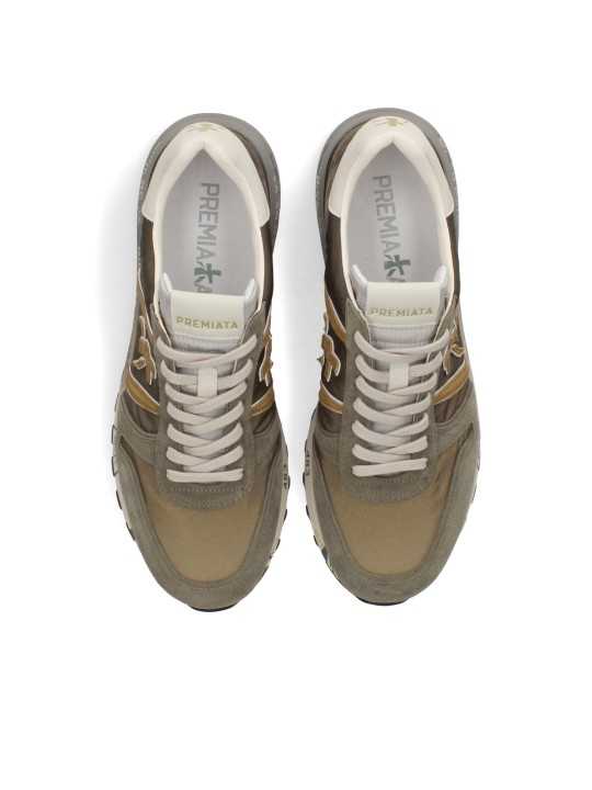 BASKETS LANDER NYLON SUEDE VERT LOGO VERT SPOILER BLANC 8009 PREMIATA HOMME Strasbourg boutique lacets 2