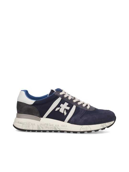 BASKETS LANDER NYLON SUEDE NAVY LOGO SPOILER CUIR BLANC 7204 PREMIATA HOMME boutique Strasbourg one