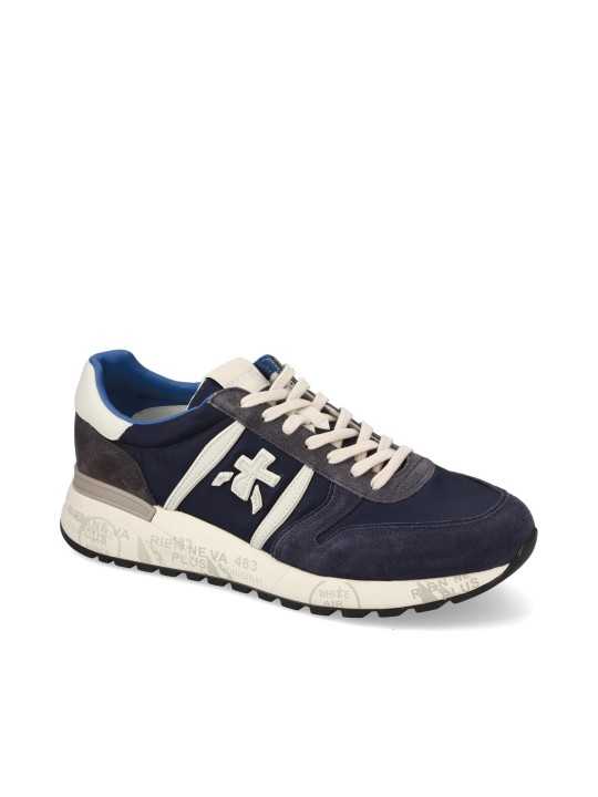BASKETS LANDER NYLON SUEDE NAVY LOGO SPOILER CUIR BLANC 7204 PREMIATA HOMME boutique Strasbourg vue6