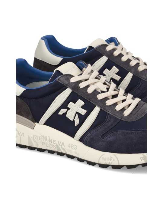 BASKETS LANDER NYLON SUEDE NAVY LOGO SPOILER CUIR BLANC 7204 PREMIATA HOMME boutique Strasbourg vue7