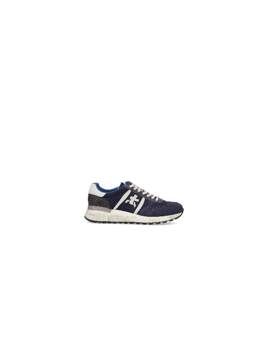 BASKETS LANDER NYLON SUEDE NAVY LOGO SPOILER CUIR BLANC 7204 PREMIATA HOMME boutique Strasbourg vue8