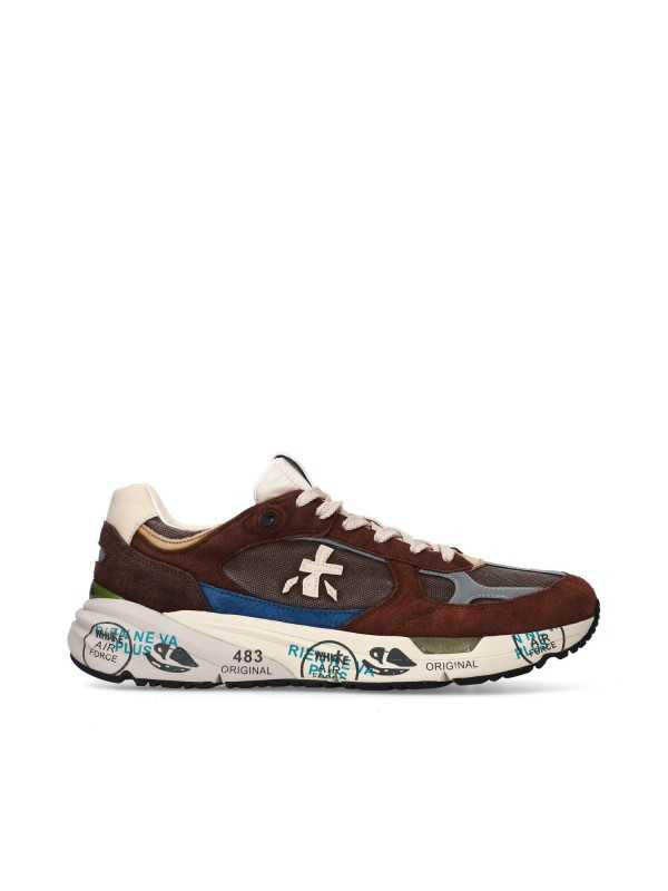 BASKETS MASE TOILE SUEDE CHOCO CUIR LAVANDE 8026 PREMIATA HOMME Strasbourg boutique one