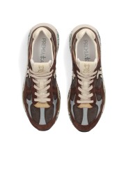 BASKETS MASE TOILE SUEDE CHOCO CUIR LAVANDE 8026 PREMIATA HOMME Strasbourg boutique dessus