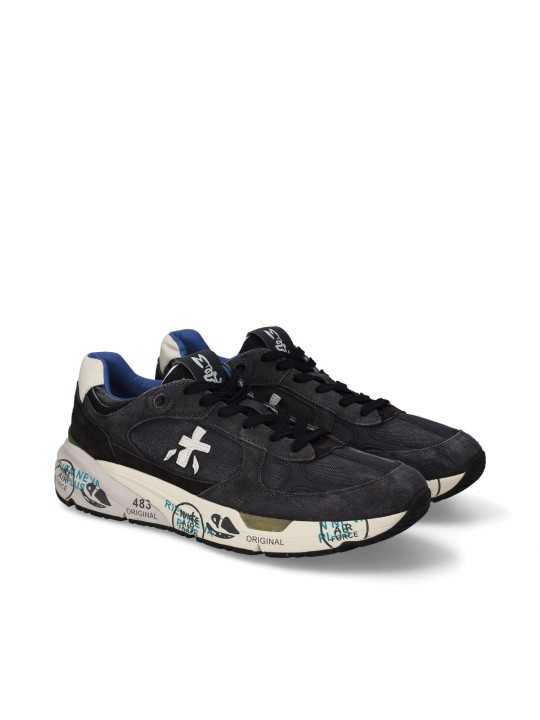 BASKETS MASE TOILE SUEDE CHOCO CUIR LAVANDE 8026 PREMIATA HOMME Strasbourg boutique profilduo